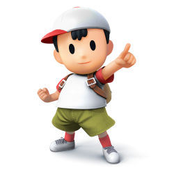 Rule 34 | 1boy, backpack, bag, black eyes, black hair, hat, highres, looking at viewer, mother (game), mother 2, ness (mother 2), nintendo, official art, shorts, super smash bros., third-party edit