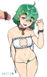 Rule 34 | 1boy, 1girl, adapted costume, ahoge, bad id, bad pixiv id, bare shoulders, bell, blush, bra, breasts, cat lingerie, censored, cleavage cutout, clothing cutout, clover, clover cutout, clover hair ornament, collar, cum, earrings, facial, green eyes, green hair, hair ornament, hairclip, hetero, highres, jewelry, jingle bell, lingerie, lowleg, lowleg panties, meme attire, navel, original, panties, parody, patty (taikodon), penis, pussy juice, saint patrick&#039;s day, short hair, side-tie panties, small breasts, smile, solo focus, steam, sweat, taikodon, underwear, underwear only