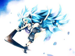 Rule 34 | 1girl, alternate color, animal ears, animal hands, blue hair, boomerang, cham cham, gloves, kei (keigarou), paw gloves, paw shoes, samurai spirits, shoes, snk, solo, tail