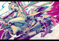Rule 34 | 1girl, border, gradient background, image sample, kuina (escapegoat), letterboxed, long hair, md5 mismatch, motor vehicle, motorcycle, multiple monochrome, pixiv fantasia, pixiv fantasia t, pixiv sample, solo, sword, vehicle, weapon