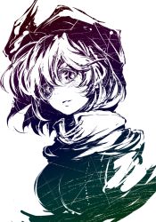 Rule 34 | 1girl, bad id, bad pixiv id, female focus, hat, high contrast, letty whiterock, monochrome, neichiru, portrait, short hair, simple background, sketch, solo, touhou, upper body, white background