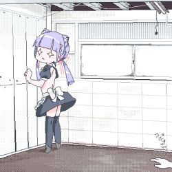 Rule 34 | + +, 1girl, 1other, animal ears, blunt bangs, cat ears, lokulo-chan (lokulo no mawashimono), lokulo no mawashimono, lowres, miniskirt, original, parody, purple hair, scp-173, scp foundation, skirt, thighhighs, translation request, twintails