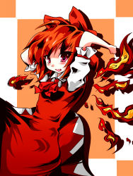 Rule 34 | achi cirno, alternate color, cirno, fire, highres, red eyes, red hair, touhou
