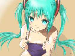 Rule 34 | 1girl, aqua eyes, aqua hair, hatsune miku, highres, kowiru, long hair, looking at viewer, nail polish, one-piece swimsuit, simple background, smile, solo, swimsuit, twintails, very long hair, vocaloid, wet