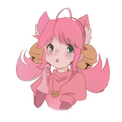 Rule 34 | 1girl, animal ears, bell, cat ears, cat tail, highres, jingle bell, long hair, mad mew mew, magical girl, pink hair, pink ribbon, puffy short sleeves, puffy sleeves, ribbon, short sleeves, tail, undertale