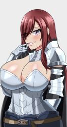 Rule 34 | 1girl, breasts, cleavage, erza scarlet, fairy tail, highres, huge breasts, large breasts, lewdamone, red hair