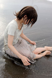 Rule 34 | asian, beach, brown hair, kipi-san, photo (medium), sand, short hair, solo, wet