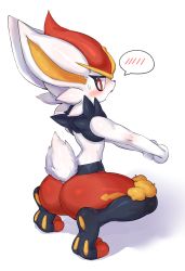 Rule 34 | ass, ass focus, blush, cinderace, creatures (company), embarrassed, from behind, furry, game freak, gen 8 pokemon, hanuvo, highres, looking back, nintendo, pokemon, pokemon (creature), solo, spoken blush, squatting, stretching, sweatdrop, tail, thighs