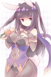 Rule 34 | 1girl, animal ears, bad id, bad twitter id, black hair, bodysuit, bracelet, breasts, bridal gauntlets, cape, carrot, cleavage, fake animal ears, fire emblem, fire emblem awakening, fire emblem heroes, jewelry, large breasts, leotard, long hair, looking at viewer, nail polish, nintendo, pantyhose, playboy bunny, purple eyes, rabbit ears, rabbit tail, smile, solo, tail, teu (navy), tharja (fire emblem), tiara, two side up
