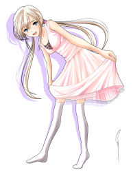 Rule 34 | 1girl, aizawa kotarou, dress, luna (aizawa kotarou), original, pink theme, runa (aizawa kotarou), solo, thighhighs, twintails