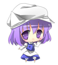 Rule 34 | 1girl, bad id, bad pixiv id, chibi, female focus, full body, hat, letty whiterock, lowres, purple hair, short hair, simple background, solo, standing, subachi, touhou, white background