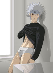 Rule 34 | 1boy, abs, highres, looking at viewer, male focus, muscular, muscular male, naruto, naruto (series), naruto shippuuden, red eyes, senju tobirama, sexyanimes, solo, standing, white hair