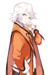 Rule 34 | 1girl, blue eyes, kanyoko (yuzukano 17), long hair, looking at viewer, raine sage, robe, short hair, simple background, solo, tales of (series), tales of symphonia, white background, white hair