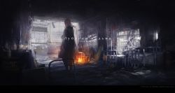 Rule 34 | 1girl, beaker, building, fire, fire extinguisher, highres, miv4t, original, robe, ruins, russian text, scarf, snow, solo, twintails