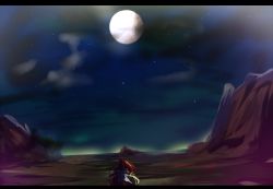 Rule 34 | 1girl, animal ears, bad id, bad pixiv id, brown hair, cloud, dress, from behind, full moon, hizagawa rau, imaizumi kagerou, layered dress, letterboxed, long hair, long sleeves, moon, mountain, night, outdoors, outstretched arms, scenery, sky, solo, spread arms, star (sky), starry sky, touhou, tree, wind, wolf ears