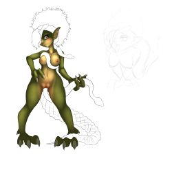 Rule 34 | 1girl, bestiality, blue eyes, breasts, claws, clitoral hood, clitoris, colored skin, drawfag, eyelashes, full body, furry, furry female, green skin, hair over one eye, hairband, highres, interspecies, kathinja, legend of mana, monster, monster girl, nipples, nude, object insertion, partially colored, pointy ears, pussy, seiken densetsu, shortstack, simple background, snake, solo, standing, tail, uncensored, unfinished, vaginal, vaginal object insertion, what, white background, wide hips