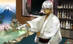 Rule 34 | 10s, 1boy, archer (fate), architecture, bedroom, crimo, dark skin, dark-skinned male, dressing, east asian architecture, fate/stay night, fate (series), indoors, japanese clothes, kantai collection, kimono, male focus, mount fuji, solo, white hair