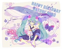 Rule 34 | 1girl, aqua eyes, aqua hair, bespectacled, character name, glasses, happy birthday, hatsune miku, long hair, looking at viewer, open mouth, solo, twintails, very long hair, vocaloid, whale, yumenouchi chiharu