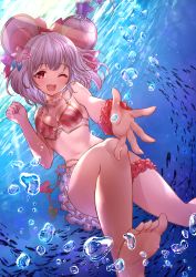 Rule 34 | 1girl, absurdres, air bubble, animal ears, artist request, bikini, bow, bubble, diving, fake animal ears, fish, flower, freediving, granblue fantasy, hair flower, hair ornament, highres, huge filesize, looking at viewer, mouse ears, one eye closed, open mouth, red eyes, school of fish, skirt, smile, star-shaped eyewear, star (symbol), swimming, swimsuit, thighs, underwater, vikala (blooming summer wallflower) (granblue fantasy), vikala (granblue fantasy), white hair, white skirt