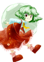 Rule 34 | 1girl, absurdres, arms behind back, ascot, bent over, blush stickers, buttons, collared shirt, facing away, flat chest, flower, green hair, green umbrella, grin, hair between eyes, highres, holding, holding umbrella, kazami yuuka, legs apart, long skirt, long sleeves, looking at viewer, official style, open clothes, open vest, pink socks, plaid, plaid skirt, plaid vest, red eyes, red footwear, red skirt, red vest, shirt, shoes, short hair, simple background, skirt, skirt set, smile, socks, solo, teeth, touhou, umbrella, vest, white background, white shirt, yellow ascot, yuki-ichigo, zun (style)