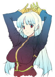 Rule 34 | 1girl, arms up, blue hair, blunt bangs, breasts, erect sawaru, gloves, hime cut, kula diamond, large breasts, long hair, nipples, puffy nipples, red eyes, snk, solo, the king of fighters