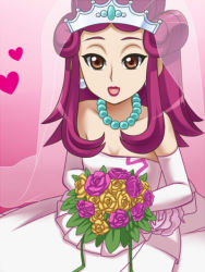 Rule 34 | achichi moeko (hime chen!), awa, brown eyes, dress, flower, heart, hime chen! otogi chikku idol lilpri, lilpri, lipstick, makeup, pink hair, pink lips, tagme, wedding dress