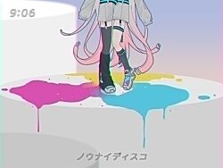 Rule 34 | 1girl, alternate costume, arms at sides, asymmetrical legwear, belt, black thighhighs, blurry, blurry background, cmyk, commentary request, cylinder, garter straps, grey shorts, grey sleeves, heel up, ia (vocaloid), kneehighs, long hair, lower body, nounai disco (vocaloid), paint splatter, pink hair, reflective floor, sakuya (7uu61), second-party source, shoes, shorts, single kneehigh, single leg warmer, single sock, single thighhigh, sleeves past wrists, sneakers, socks, solo, song name, standing, thigh strap, thighhighs, timestamp, translation request, uneven legwear, very long hair, vocaloid
