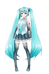 Rule 34 | 1girl, :&gt;, black skirt, black thighhighs, blue eyes, blue nails, blue necktie, blush, character name, closed mouth, collared shirt, commentary, derivative work, detached sleeves, drop shadow, grey shirt, hatsune miku, headphones, highres, long hair, long sleeves, looking at viewer, nail polish, necktie, pleated skirt, rariatto (ganguri), shirt, skirt, sleeveless, sleeveless shirt, smile, solo, sparkle, thighhighs, twintails, twitter username, very long hair, vocaloid, vocaloid boxart pose, wide sleeves, wing collar, zettai ryouiki