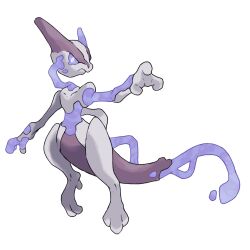 absurdres alternate_form asymmetrical_horns colored_sclera colored_skin creatures_(company) decay fakemon fewer_digits frown full_body furry game_freak gen_1_pokemon hand_up highres horns legendary_pokemon looking_at_viewer mega_pokemon_(other) mewtwo mismatched_horns multicolored_skin nintendo official_style pokemon pokemon_(creature) pokemon_focus profile purple_horns purple_sclera purple_skin purple_tail red_eyes rgreywind simple_background v-shaped_eyes white_background