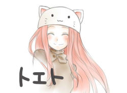 Rule 34 | 1girl, :3, animal hat, cat hat, closed eyes, hat, long hair, lxxlrecollxxl, megurine luka, megurine luka (toeto), pink hair, smile, solo, toeto (vocaloid), vocaloid