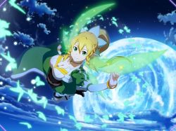 Rule 34 | 1girl, black footwear, blonde hair, bracelet, braid, breasts, choker, cleavage, closed mouth, collarbone, detached sleeves, floating hair, flying, full body, game cg, green eyes, green wings, hair between eyes, jewelry, large breasts, leafa, long hair, long sleeves, looking at viewer, outdoors, pointy ears, ponytail, short shorts, shorts, smile, solo, sword art online, sword art online: alicization, sword art online: alicization rising steel, sword art online: unleashed blading, twin braids, underbust, very long hair, waist cape, white choker, white shorts, white sleeves, wings