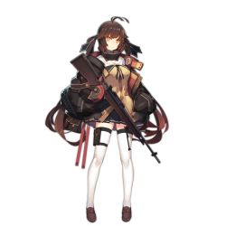 Rule 34 | 1girl, antenna hair, bad proportions, bag, baggy clothes, battle rifle, black ribbon, black skirt, blazer, blush, breasts, brown footwear, brown hair, brown jacket, closed mouth, coat, full body, girls&#039; frontline, gradient hair, gun, hair ribbon, holding, holding gun, holding weapon, jacket, light particles, loafers, long hair, looking at viewer, m14, m14 (girls&#039; frontline), m14 (mod3) (girls&#039; frontline), medium breasts, mod3 (girls&#039; frontline), multicolored hair, neck ribbon, off shoulder, official alternate costume, official art, open clothes, open coat, pleated skirt, pouch, rain lan, red hair, revision, ribbon, rifle, shirt, shoes, sidelocks, skirt, sleeves past wrists, smile, solo, thigh strap, thighhighs, transparent background, twintails, two-tone hair, very long hair, weapon, white thighhighs, yellow eyes, zettai ryouiki