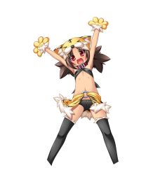 Rule 34 | 1girl, :d, animal ears, animal hands, armpits, arms up, bikini, bikini top only, black panties, brown hair, collar, cropped legs, fake animal ears, flat chest, gloves, hat, highres, koihime musou, kuwada yuuki, long hair, navel, open mouth, panties, paw gloves, red eyes, smile, solo, swimsuit, thighhighs, tora (koihime musou), twintails, underwear