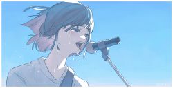 Rule 34 | 1girl, :d, bad id, bad pixiv id, blush, brown eyes, brown hair, crying, crying with eyes open, microphone, microphone stand, open mouth, original, reido (reido c), short hair, smile, solo, tears