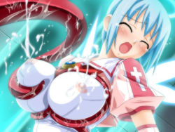 Rule 34 | 1girl, angel, angel wings, aqua hair, blue hair, blush, grabbing another&#039;s breast, breasts, brooch, covered erect nipples, crop top, cross, djibril (makai tenshi djibril), dutch angle, elbow gloves, closed eyes, from side, game cg, gloves, glowing, glowing wings, grabbing, halo, impossible clothes, impossible swimsuit, indoors, jewelry, kuuchuu yousai, lactation, lactation through clothes, large breasts, magical girl, makai tenshi djibril, makai tenshi djibril 2, manabe rika, moaning, necktie, nipples, one-piece swimsuit, open mouth, pink gloves, puffy short sleeves, puffy sleeves, rape, school swimsuit, school uniform, see-through, serafuku, shirt, short hair, short sleeves, slime (substance), solo, swimsuit, swimsuit costume, swimsuit under clothes, tears, tentacles, uniform, upper body, wet, wet clothes, white school swimsuit, white one-piece swimsuit, wince, wings