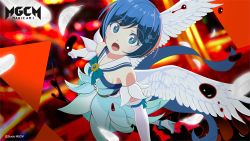 Rule 34 | 1girl, artist request, breasts, feathered wings, highres, magical girl, magicami, official art, sideboob, small breasts, tomonaga kaori, wallpaper, wings