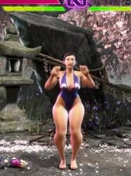 Rule 34 | 1girl, 3d, alternate costume, animated, ass, audible music, barefoot, bouncing breasts, breasts, capcom, chun-li, curvy, fighting stance, from behind, full body, game, happy, highleg, highleg swimsuit, huge ass, jumping, large breasts, medium breasts, one-piece swimsuit, purple one-piece swimsuit, ryona, shiny clothes, skin tight, solo, sound, street fighter, street fighter 6, swimsuit, tagme, thick thighs, thigh gap, thighs, v, victory pose, video, wide hips