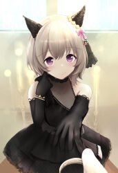 Rule 34 | 1girl, absurdres, animal ears, bare shoulders, black dress, black gloves, blush, cleavage, closed mouth, commentary request, curren chan (sakutsuki ma cherie) (umamusume), curren chan (umamusume), dress, ear covers, elbow gloves, gloves, highres, holding, holding jewelry, holding ring, horse ears, horse girl, jewelry, light brown hair, looking at viewer, official alternate costume, pov, pov hands, purple eyes, ring, see-through, see-through cleavage, sleeveless, sleeveless dress, smile, solo, the promised time: silks &amp; three riddles (umamusume), umamusume, veil, wedding ring, wnaph