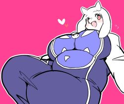 Rule 34 | 1girl, artist request, big belly, breasts, furry, goat, huge breasts, mature female, open mouth, red eyes, toriel, undertale