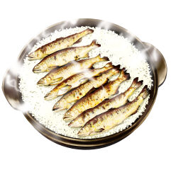 Rule 34 | absurdres, fd375575, fish (food), food, food focus, highres, no humans, original, rice, simple background, steam, still life, white background