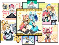 Rule 34 | 6+girls, anger vein, animal ears, annoyed, apron, armor, blonde hair, blue eyes, blue hair, braid, brown eyes, cat ears, corona cougar, cosmic break, crimrose, english text, flower, gunbuster pose, hair ornament, heart, ion (cosmic break), kuhl, lance, lazflamme, lily rain, long hair, maid, maid apron, maid headdress, mecha musume, medal, mialy, monica gold, multicolored hair, multiple girls, necktie, nora schneid, pink hair, polearm, polka dot, ponytail, red eyes, red hair, rocket launcher, rouche, rubbing, scarf, scope, short hair, shorts, skin tight, sleeping, smile, sound effects, thorns, thought bubble, twintails, two-tone hair, weapon, winberrl, yellow eyes