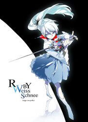 Rule 34 | 1girl, artist name, character name, copyright name, dated, dress, full body, kage1101, kageuri, long hair, ponytail, rapier, rwby, scar, solo, sword, weapon, weiss schnee, white hair