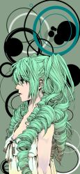 Rule 34 | drill hair, from side, green eyes, green hair, hatsune miku, long image, nagi (pixiv), profile, solo, tall image, twin drills, twintails, vocaloid