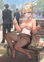 Rule 34 | 1girl, absurdres, black panties, black pantyhose, blonde hair, blue eyes, blush, breasts, closed mouth, collarbone, crop top, cropped sweater, double v, earrings, highres, hololive, hololive english, ichihachiyon, jewelry, large breasts, long sleeves, looking at viewer, midriff, navel, orange sweater, panties, panties under pantyhose, pantyhose, short hair, smile, solo, sweater, tiara, underboob, underwear, v, virtual youtuber, watson amelia