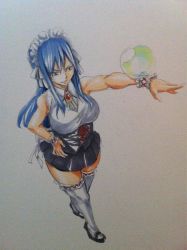 Rule 34 | blue hair, breasts, fairy tail, large breasts, mashima hiro, sleeveless, smile, thighhighs, ultear milkovich