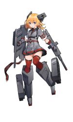 Rule 34 | 1girl, absurdres, blonde hair, blue eyes, cannon, caterpillar tracks, coat, commentary, full body, gloves, grey coat, grey gloves, grey skirt, highres, holding, holding shield, holding weapon, medium hair, military, military uniform, military vehicle, motor vehicle, original, panzer iii, panzer iii, personification, red thighhighs, reisun001, shield, short sleeves, skirt, solo, tank, thighhighs, transparent background, uniform, weapon, world war ii