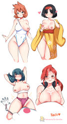 Rule 34 | 4girls, absurdres, after paizuri, arms up, black hair, blush, breasts, breasts out, cowgirl position, creatures (company), cum, cum on body, cum on breasts, cum on hair, cum on upper body, elite four, erika (pokemon), game freak, gen 1 pokemon, glasses, green eyes, gym leader, headband, highres, japanese clothes, kenron toqueen, kimono, large breasts, lorelei (pokemon), misty (pokemon), mr. mime, multiple girls, nintendo, octopus, one-piece swimsuit, one eye closed, orange hair, orgasm, paizuri, panties, pokemon, pokemon (creature), pokemon frlg, pokemon hgss, red eyes, red hair, sabrina (pokemon), sex, smile, straddling, swimsuit, tongue, tongue out, underwear