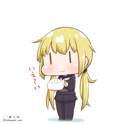 Rule 34 | 1girl, black pantyhose, black sailor collar, black serafuku, black shirt, black skirt, blonde hair, blush, chibi, closed mouth, colored shadow, commentary, dated, holding, kantai collection, long hair, low twintails, neckerchief, one-hour drawing challenge, pantyhose, pleated skirt, sailor collar, satsuki (kancolle), school uniform, serafuku, shadow, shiromaru (maniado), shirt, simple background, skirt, smile, solo, standing, translated, twintails, twitter username, very long hair, white background, white neckerchief, | |
