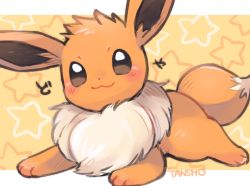 Rule 34 | blush, brown eyes, closed mouth, commentary request, creature, creatures (company), eevee, game freak, gen 1 pokemon, happy, nintendo, no humans, pokemon, pokemon (creature), signature, smile, solo, star (symbol), tansho, toes