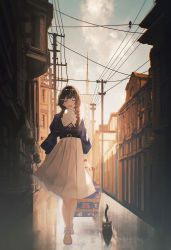 Rule 34 | 1girl, ankodesoy, belt, black cat, black hair, blush, bow, braid, building, cat, china, closed eyes, cloud, commentary, footwear bow, full body, hair ornament, hairclip, high-waist skirt, highres, jewelry, long hair, long sleeves, luggage, necklace, nijisanji, open mouth, oriental pearl tower, outdoors, power lines, puffy sleeves, real world location, reflection, rolling suitcase, shanghai, shanghai (city), skirt, sky, smile, solo, suitcase, tower, tsukino mito, tsukino mito (2nd costume), twin braids, utility pole, virtual youtuber, watch, wristwatch